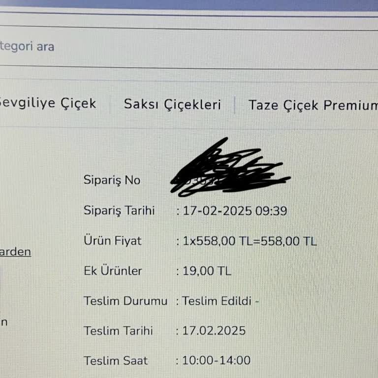 Teslim Edilmeyen Çiçek Siparişi Ve Yetersiz Müşteri Hizmetleri