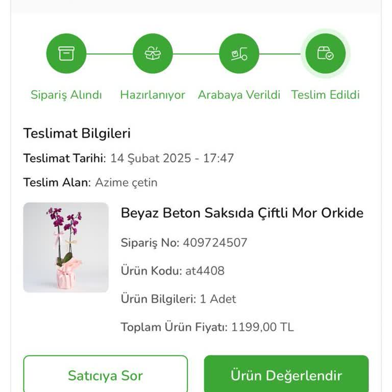 Çiçek Siparişim Teslim Edilmedi Ve Yanıltıcı Mesaj Aldım