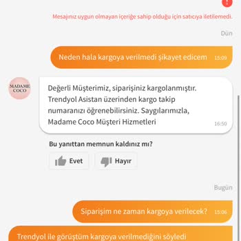 Madame Coco Sipariş Teslimatında Yaşanan Gecikme Ve İletişim Sorunları