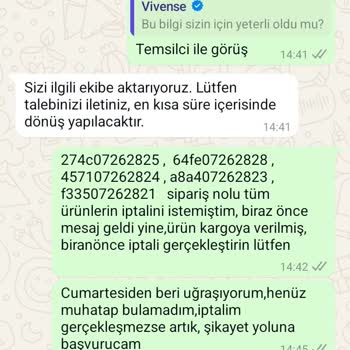 Sipariş İptali İçin Muhatap Bulamıyorum