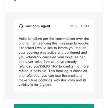 Kiwi.com keine Rückerstattung nach Stornierung, nur Punkte statt Geld