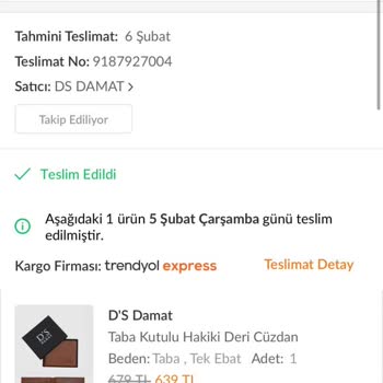 D’S Damat Yanlış Gönderilen Ürün