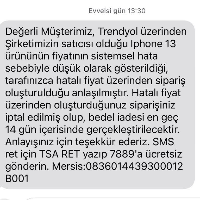 Teknosa'dan İptal Edilen İphone 13 Siparişi