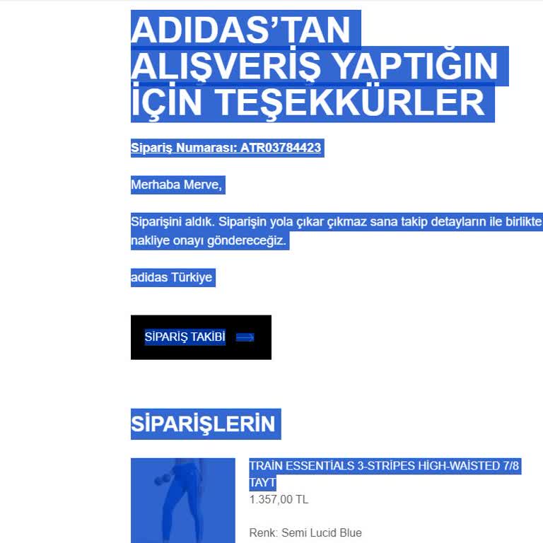 adidas Kargo Sürecinde İletişim Eksikliği