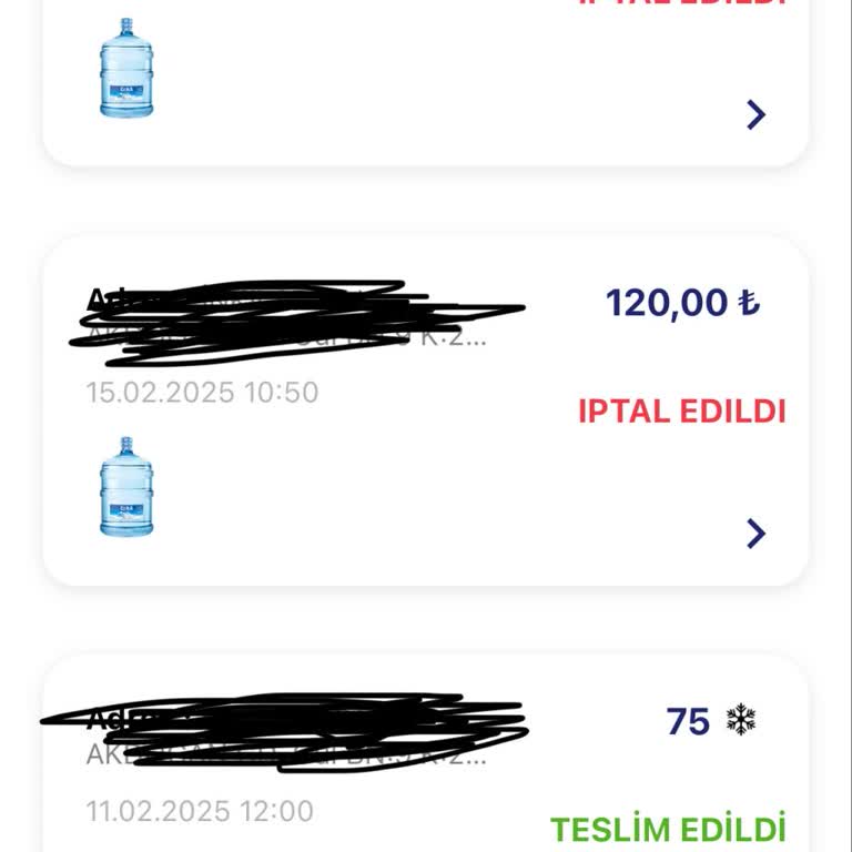 Erikli Su Siparişlerinde Sürekli İptal Ve Bilgilendirme Eksikliği