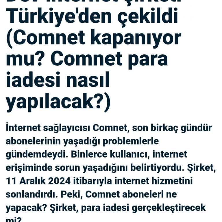 Comnet'in İade Etmediği Ön Ödemeli İnternet Ücreti Mağduriyeti