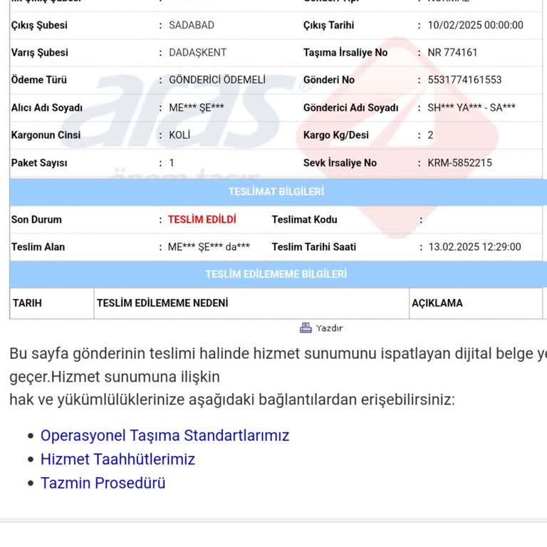 Kayıp Kargo Ve Yanıltıcı Teslimat Bildirimi