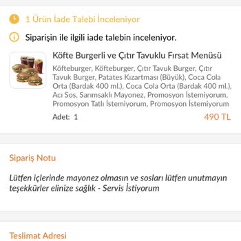 Trendyol GO'da Notlara Dikkat Edilmiyor