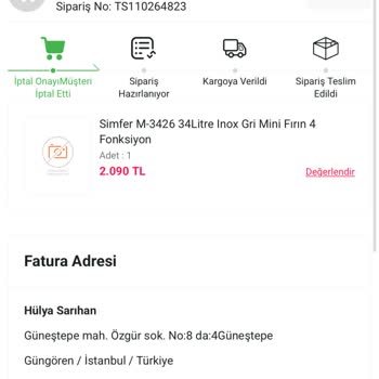 İptal Edilen Siparişin İadesi Yapılmadı!