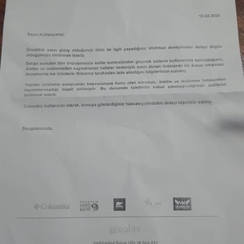 Columbia Yağmurluk Su Geçiriyor, Müşteri Hizmetleri Sorunu Çözmüyor