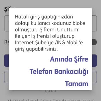 ING Bank Mobil Bankacılık Şifre Blokesi Ve Ulaşım Sorunları