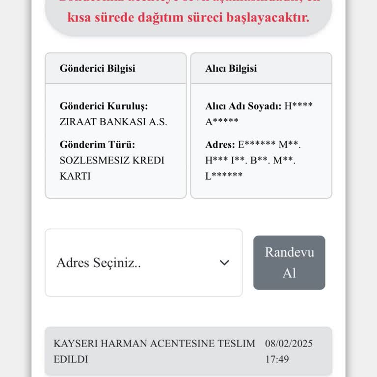 Kredi Kartı Teslimatında Gecikme Ve İletişimsizlik