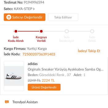 Trendyol'dan Aldığım Adidas Ayakkabı Orijinal Değil