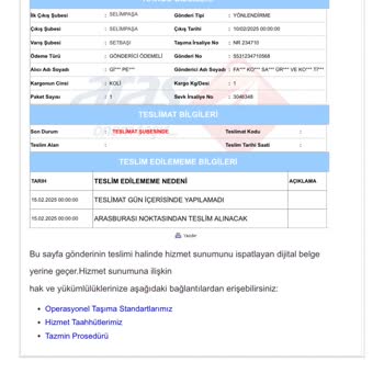 Aras Kargo Setbaşı Şubesi'nin Teslimat Sorunu Ve İletişim Eksikliği