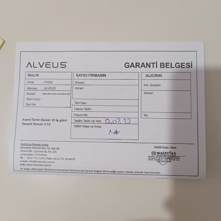 Garanti Süresi İçinde Alınmayan Hizmet