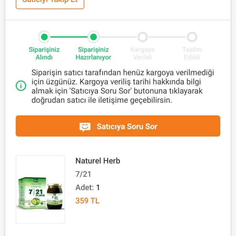 Trendyol Naturel Herb Sipariş Pişmanlığı
