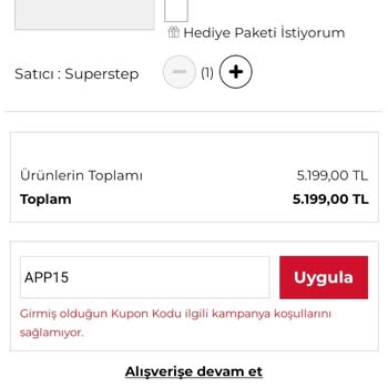 SuperStep Uygulamasında İndirim Kodu Sorunu