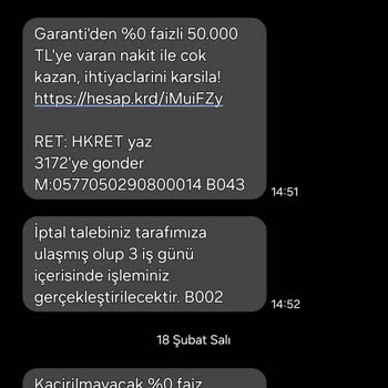Sürekli Gelen SMS'ler Ve İptal Talebine Yanıt Yok