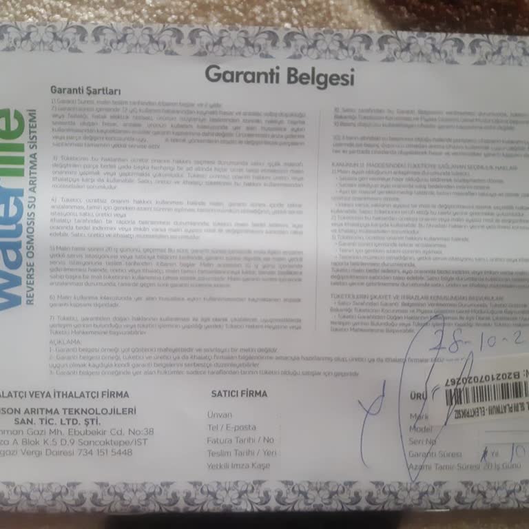 Water Life Su Arıtma Cihazının Garanti Kapsamı Ve Su Akıntısı Sorunu