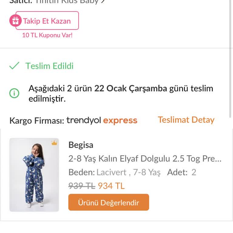 Trendyol Tinitin Kids Baby Şikayeti