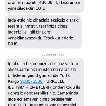 Eksiksiz Teslim Edilen Cihazlar İçin Haksız Fatura