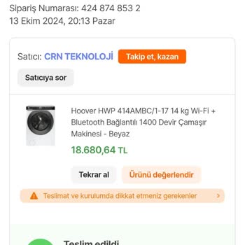 Hoover Çamaşır Makinesi Hayal Kırıklığı