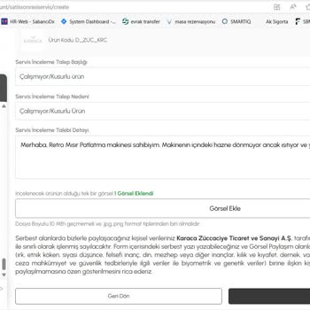Garanti Belgesiyle Çözüm Bulunamayan Mısır Patlatma Makinesi