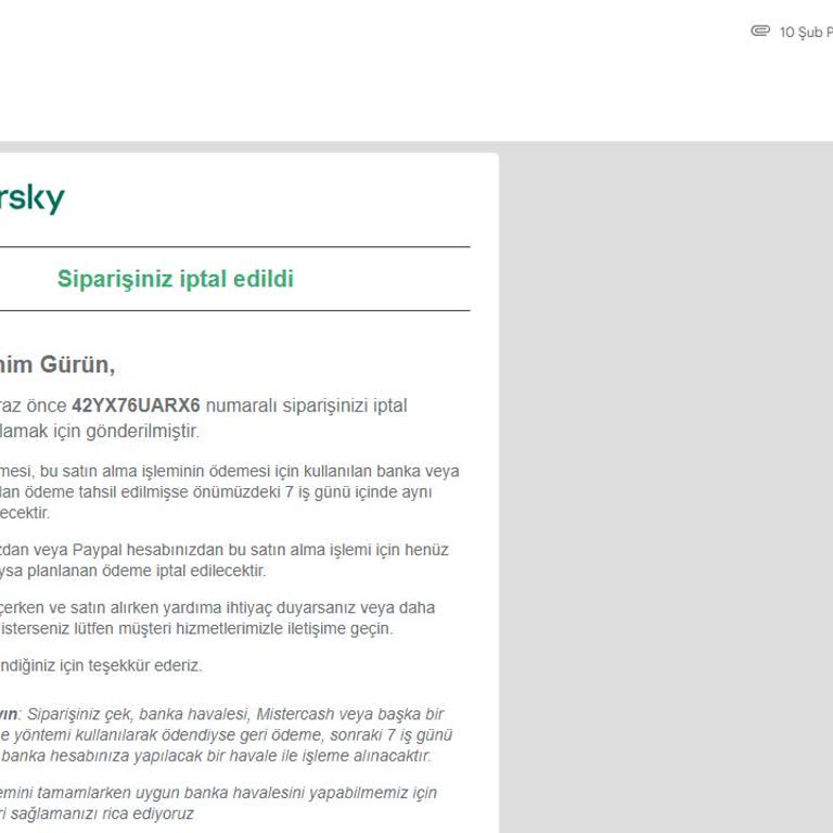 Kaspersky Para İadesi Bekleniyor