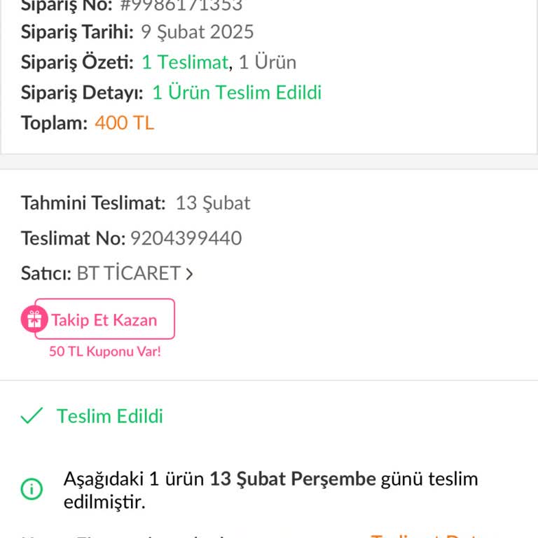 Trendyol ve Bt Ticaret'ten Aldığım Ürün Sorunu ve İade Talebi