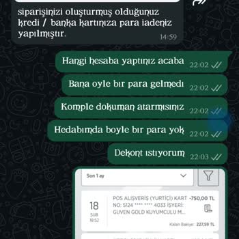 İade Edilmeyen Para Ve İletişim Sorunu