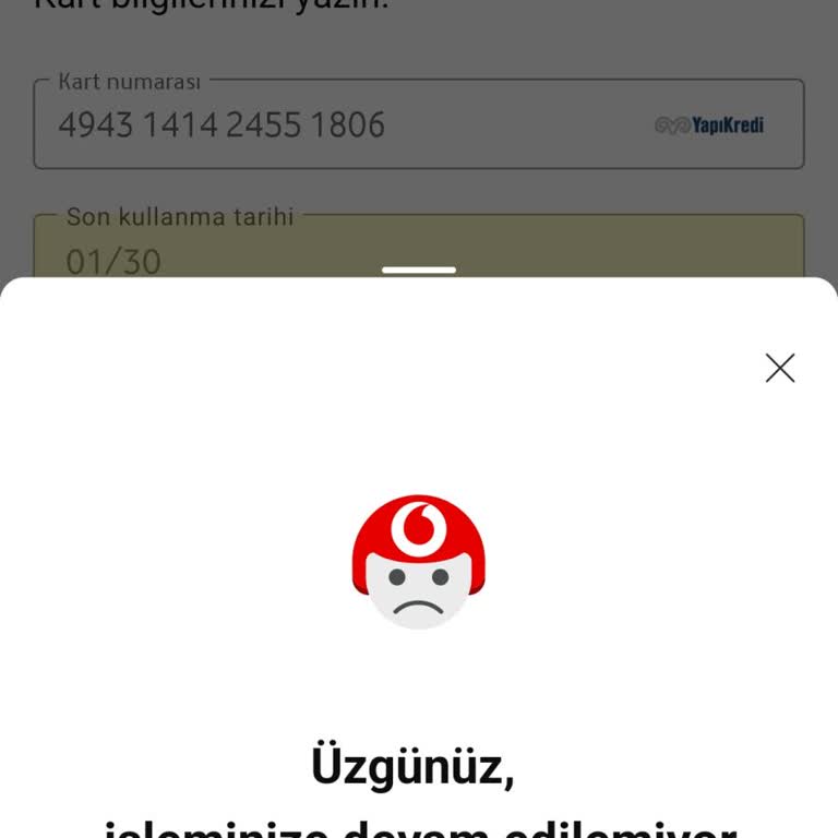 Vodafone Yanımda Uygulamasında Alışveriş Sorunu