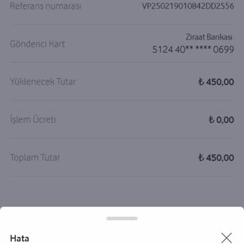 Vodafone Pay Uygulamasında Sürekli Hata Alıyorum