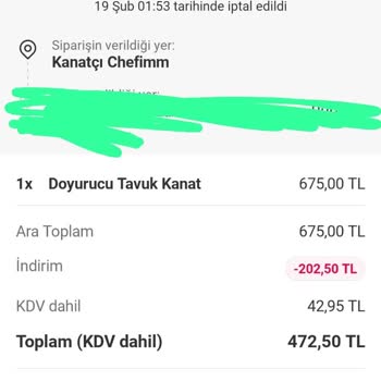 Restoran Sipariş İptali Ve Ekstra Ücret Talebi