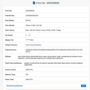 Garantili İphone 13'te Pil Sorunu Ve Yetersiz Servis