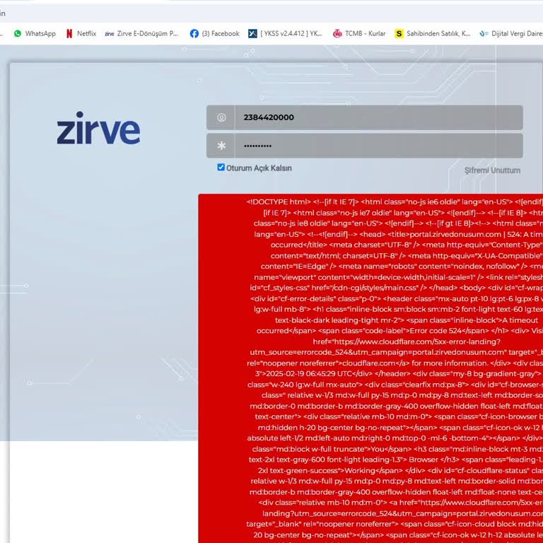 Zirve Portal Bağlantı Sorunları İş Akışımızı Aksatıyor