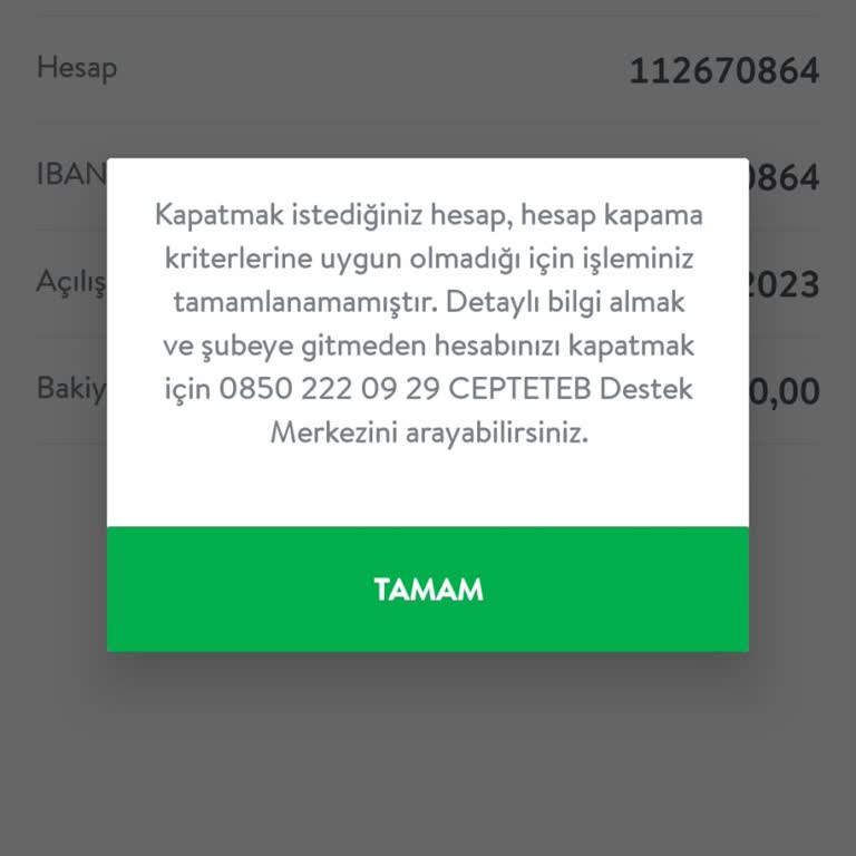TEB Bankası'nda Hesap Kapatma Engeli