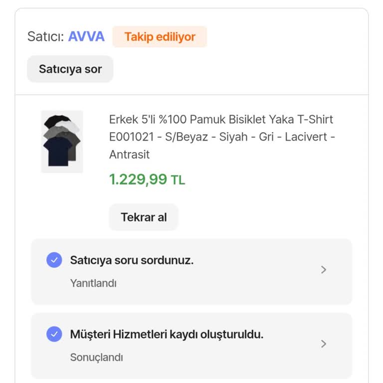 Avva Giyim Stokta Olmayan Ürün İçin Sipariş İptali!