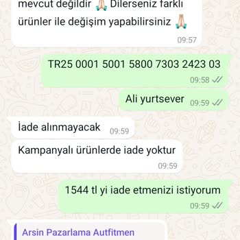 İade Edilen Ürünün Ücreti Hala Ödenmedi