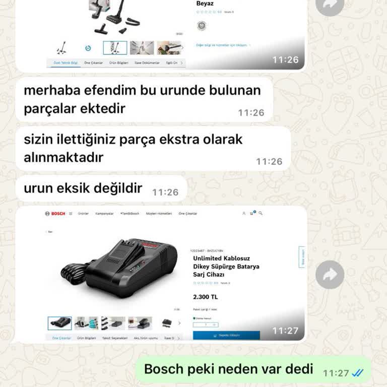 Bosch Süpürge Batarya Şarj Cihazı Eksikliği