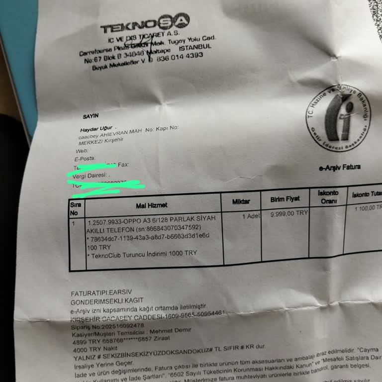 Vergisiz Telefon Başvurusunda Fatura Kaydı Sorunu