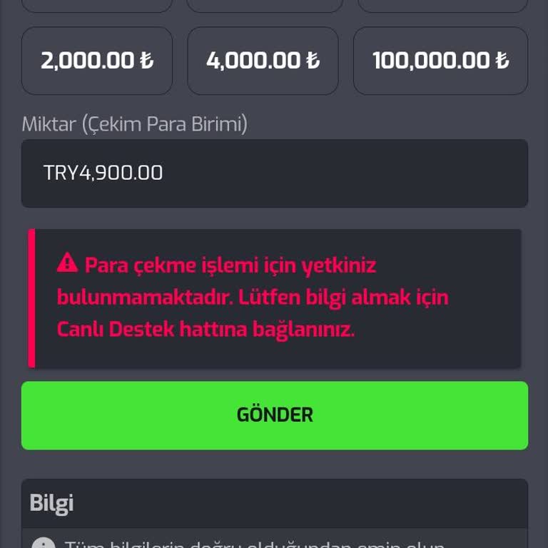 Hesap Onaylama Ve Çekim İşlemi Sorunu