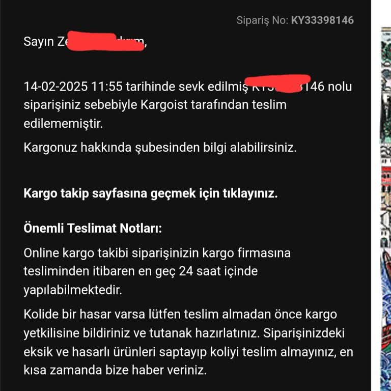 Teslim Edilemeyen Kitap Siparişi