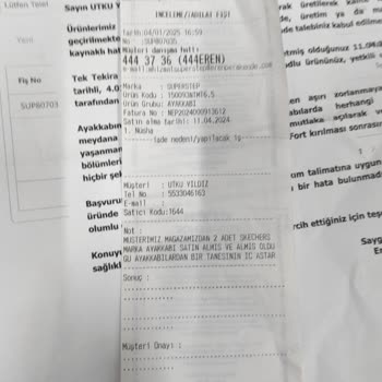 Skechers Ayakkabıda Beklenmedik Aşınma Ve Yırtılma Sorunu