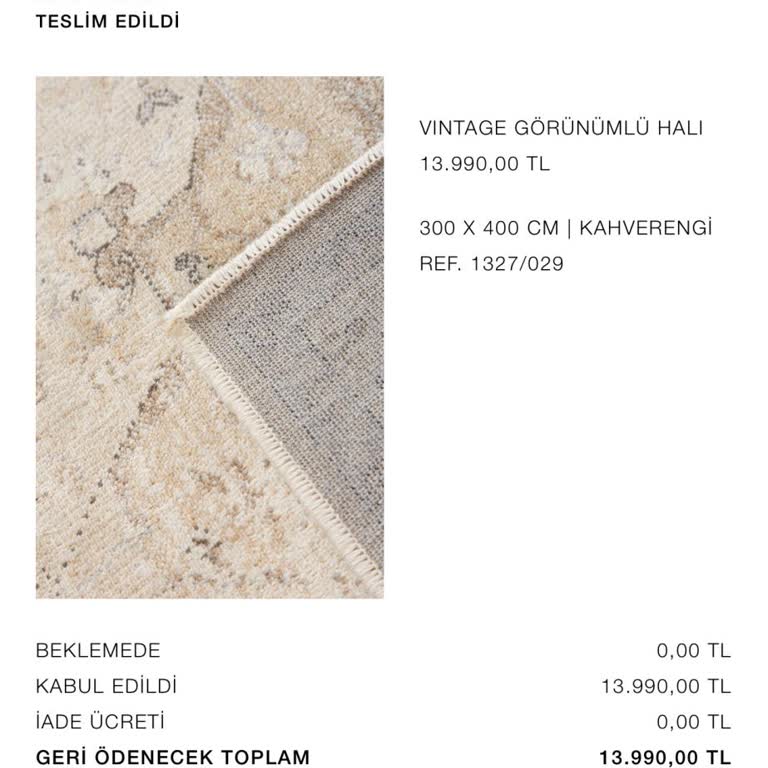 Zara'dan Alınan Halının İade Sürecinde Yaşanan Sorunlar