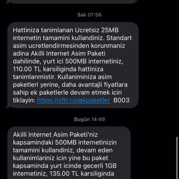 Vodafone İnternet Paketi Sorunu Ve Yanıltıcı Bilgilendirme