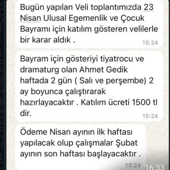 23 Nisan Etkinliği İçin Zorunlu Ücret Talebi