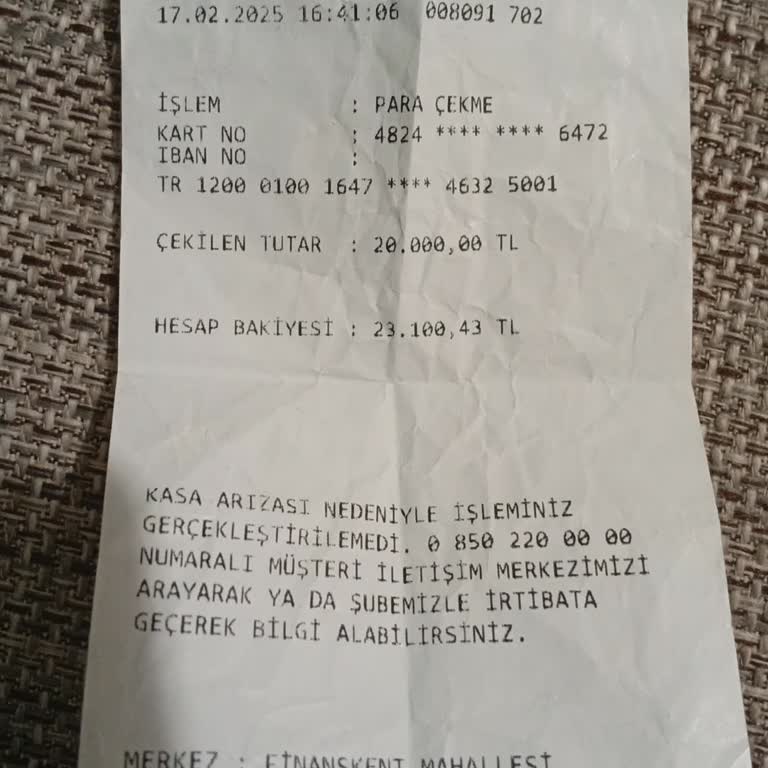 ATM Arızası Sonrası Para Çekim Sorunu