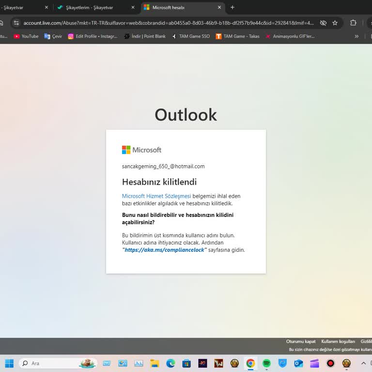 Microsoft Hesabımın Kilidi Açılamıyor