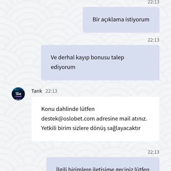Oslobet'te Kayıp Bonus Ve Yetersiz Müşteri Hizmetleri Sorunu