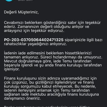 Temu'dan İade Edilmeyen Para Ve Yanıltıcı Yanıtlar